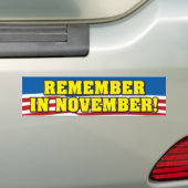 Onthoud in november! bumpersticker (Op auto)