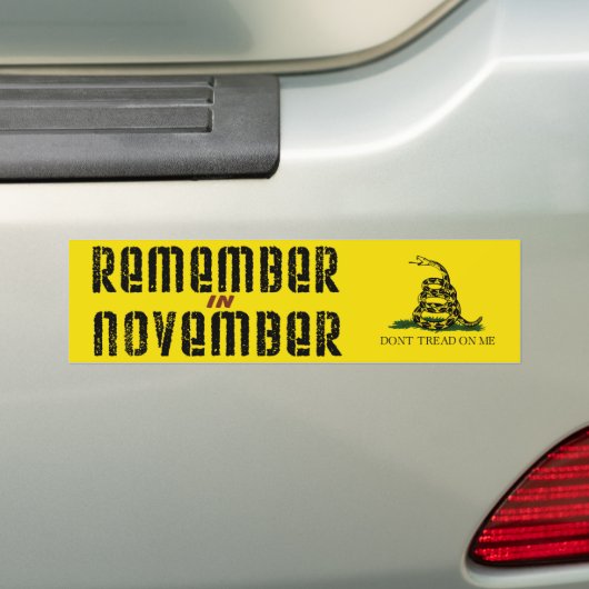 Onthoud in november bumpersticker (Op auto)