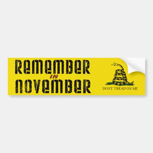 Onthoud in november bumpersticker (Voorkant)