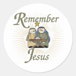 Onthoud Jezus Kerstmis Geboorte Ronde Sticker