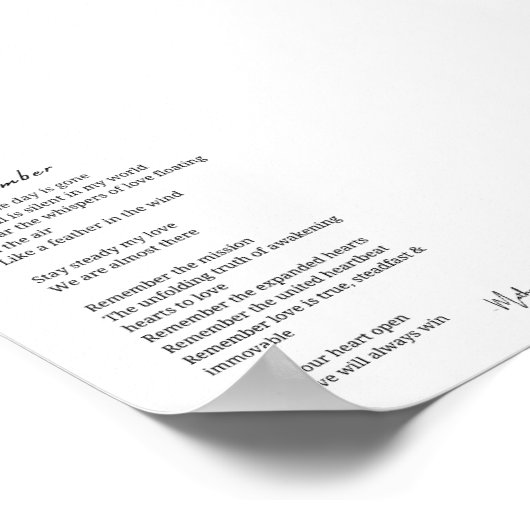 Onthoud liefdesgedicht poster muurkunst decor (Hoek)