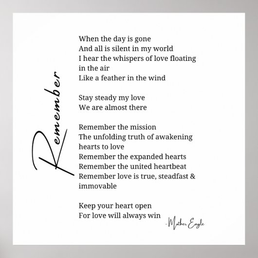 Onthoud liefdesgedicht poster muurkunst decor (Voorkant)
