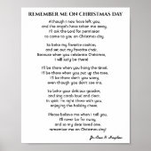 ONTHOUD ME OP KERSTDAG GEDICHT POSTER (Voorkant)