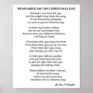 ONTHOUD ME OP KERSTDAG GEDICHT POSTER
