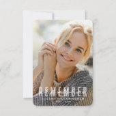 Onthoud Memorial Modern Eenvoudige Elegante foto Bedankkaart (Voorkant)