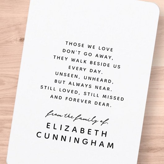 Onthoud Memorial Modern Eenvoudige Elegante foto Bedankkaart