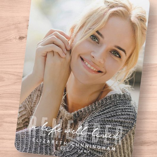 Onthoud Memorial Modern Eenvoudige Elegante foto Bedankkaart