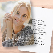 Onthoud Memorial Modern Eenvoudige Elegante foto Bedankkaart