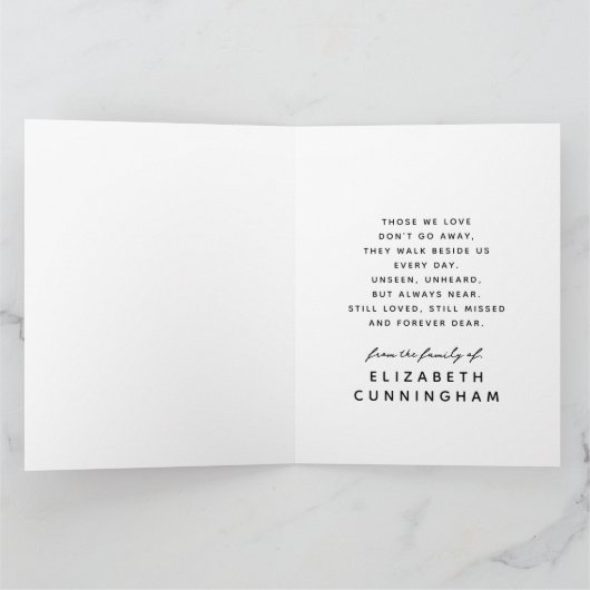 Onthoud Memorial Modern Eenvoudige Elegante foto Bedankkaart (Binnen)