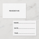 Onthoud mijn kaarten visitekaartje (Voorkant / Achterkant)