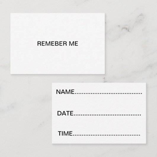 Onthoud mijn kaarten visitekaartje (Voorkant / Achterkant)