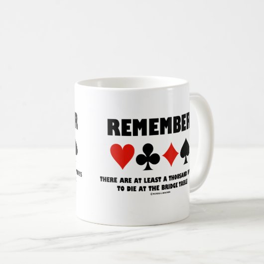 Onthoud minstens duizend manieren om te sterven op koffiemok (Voorkant rechts)