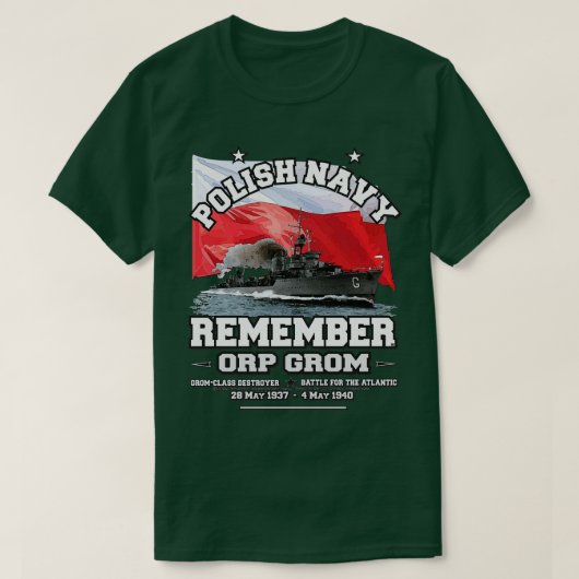 ONTHOUD ORP GROM Poolse marine torpedobootjager T-shirt (Design voorkant)