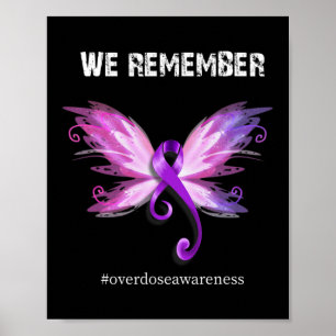 Onthoud Overdose Awareness Day Paarse lint Poster
