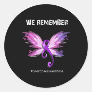 Onthoud Overdose Awareness Day Paarse lint Ronde Sticker