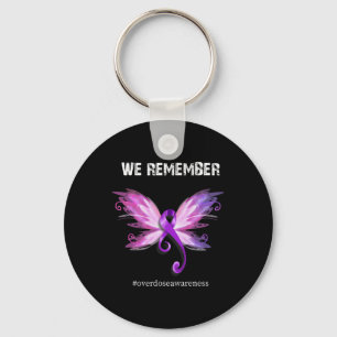 Onthoud Overdose Awareness Day Paarse lint Sleutelhanger