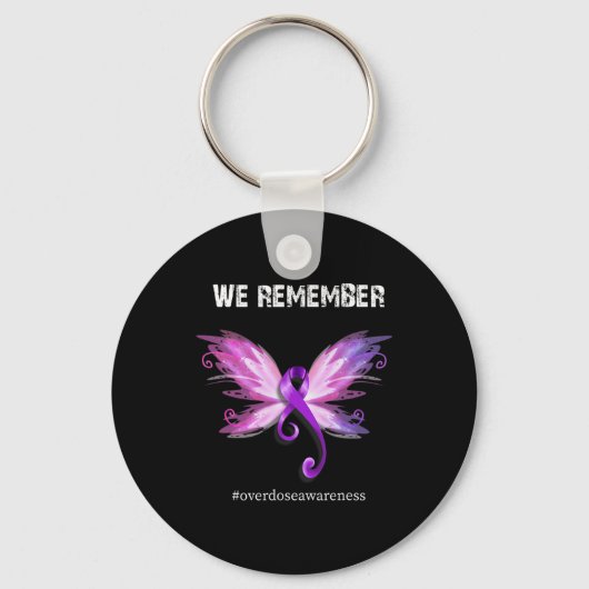 Onthoud Overdose Awareness Day Paarse lint Sleutelhanger (Voorkant)
