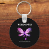 Onthoud Overdose Awareness Day Paarse lint Sleutelhanger (Voorkant)