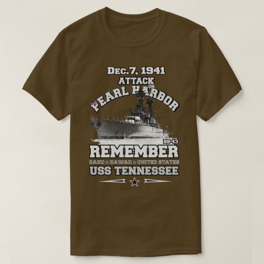 ONTHOUD Pearl Harbor BB43 USS Tennessee T-shirt (Design voorkant)
