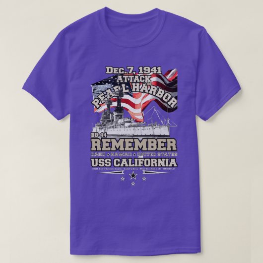 ONTHOUD PEARL HARBOR BB44 USS CALIFORNIA 1941 T-SHIRT (Design voorkant)