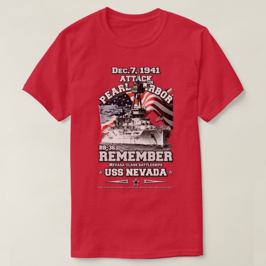 ONTHOUD Pearl Harbor USS Nevada BB36 T-shirt (Design voorkant)
