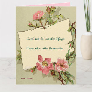 Onthoud Pink Roses Quote Wenskaart Kaart