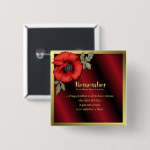 Onthoud Poppy Vierkante Button 5,1 Cm (Voorkant /achterkant)