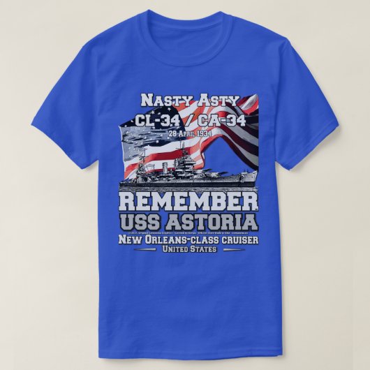 ONTHOUD USS Astoria CA34 kruiser marine veteranen T-shirt (Design voorkant)