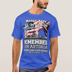 ONTHOUD USS Astoria CA34 kruiser marine veteranen T-shirt