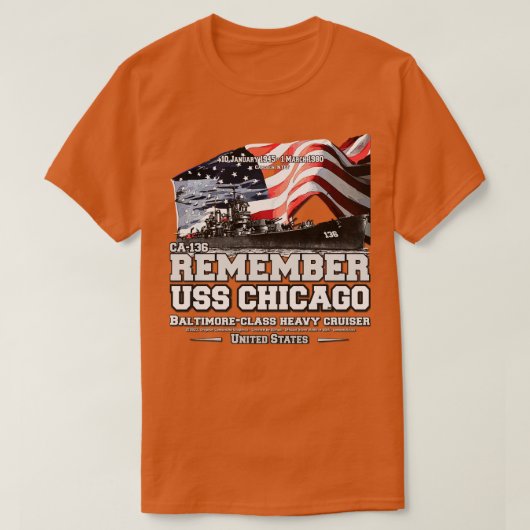 ONTHOUD USS Chicago CA136 Cruiser Navy veteranen T-shirt (Design voorkant)