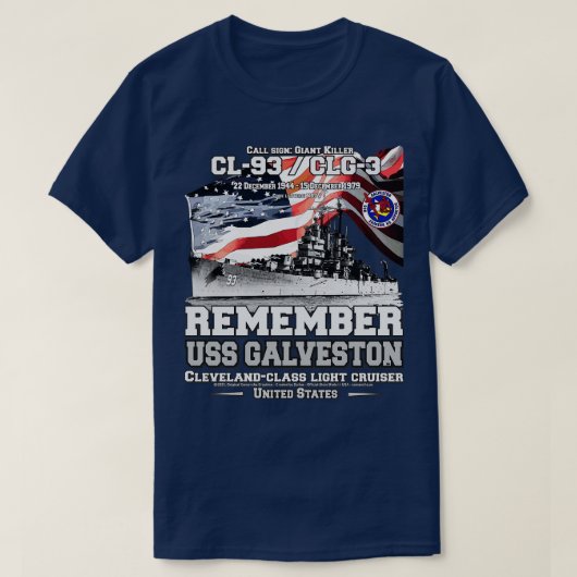 ONTHOUD USS Galveston CL93 kruiser Navy veteranen T-shirt (Design voorkant)