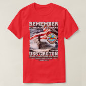 Onthoud USS Groton SSN694 Onderzeebootveteranen T-shirt (Design voorkant)