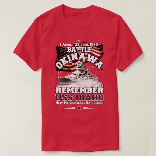Onthoud USS Idaho BB42 slagschip T-shirt (Design voorkant)