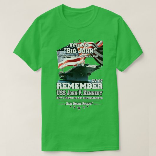 ONTHOUD USS John F Kennedy CV67 Veterans T-shirt (Design voorkant)