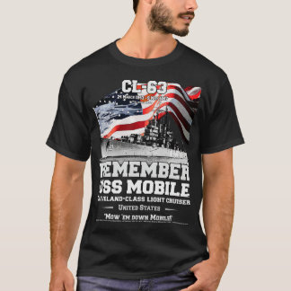 Onthoud USS Mobile CL63 kruiser marine veteranen T-shirt