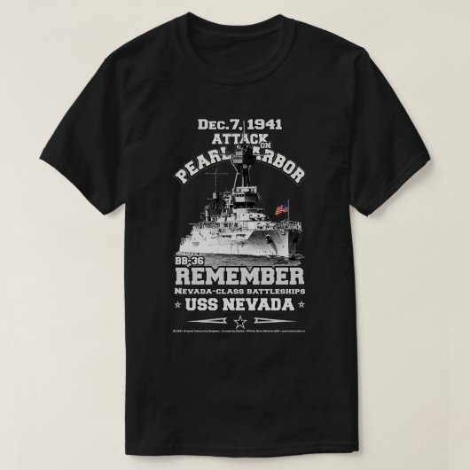 ONTHOUD USS NEVADA BB36 slagschip veteranen T-shirt (Design voorkant)
