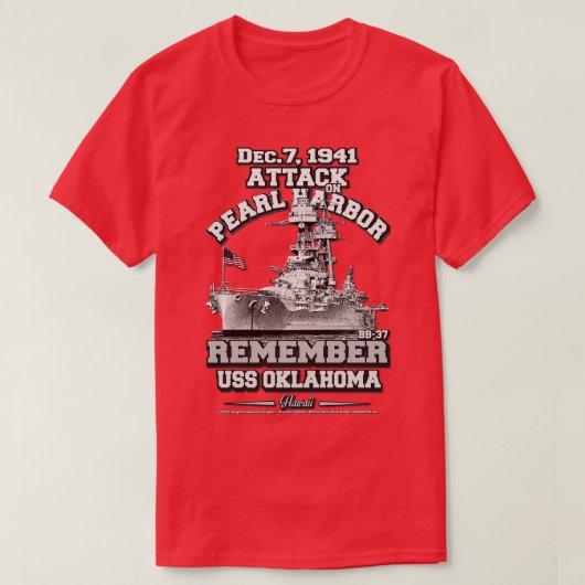 ONTHOUD USS Oklahoma BB37 Pearl Harbor T-shirt (Design voorkant)