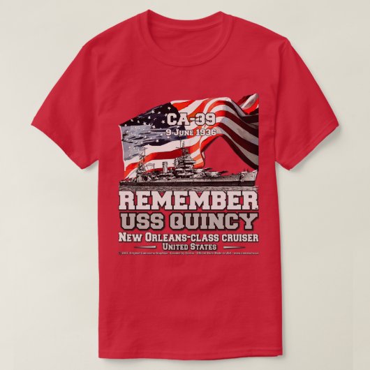 ONTHOUD USS Quincy CA39 kruiser marine veteranen T-shirt (Design voorkant)