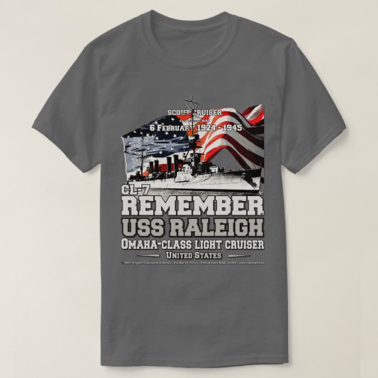 ONTHOUD USS Raleigh CL7 scout cruiser marine veter T-shirt (Design voorkant)