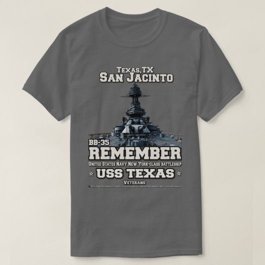Onthoud USS Texas BB35 slagschip T-shirt (Design voorkant)