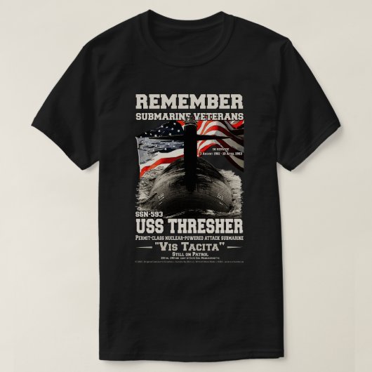 ONTHOUD USS Thresher SSN593 T-shirt (Design voorkant)