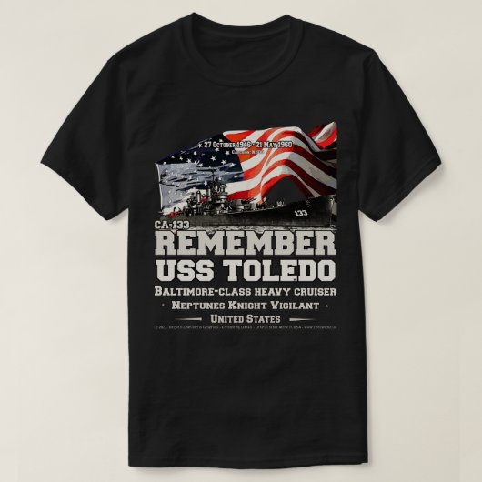 ONTHOUD USS Toledo CA133 zware kruiser veteranen T-shirt (Design voorkant)