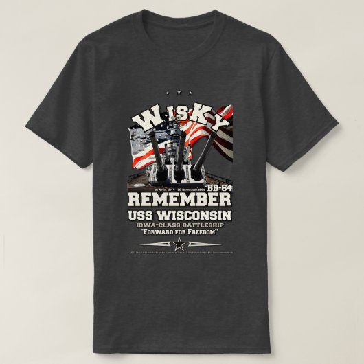ONTHOUD USS Wisconsin BB64 slagschip veteranen T-shirt (Design voorkant)