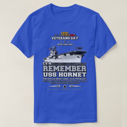 Onthoud USS Yorktown CV5 vliegtuig carrier Veteran T-shirt (Design voorkant)