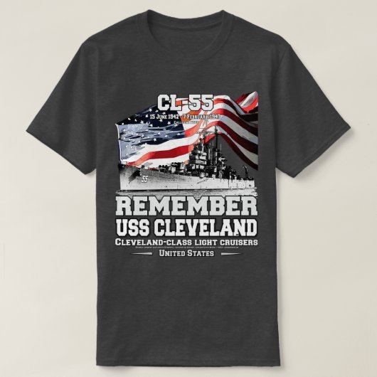 ONTHOUD USSCL55 Cruiser Navy veteranen T-shirt (Design voorkant)