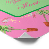 Onthoud uw hartritmeroze flamingo Flamingos art pr Poster (Hoek)