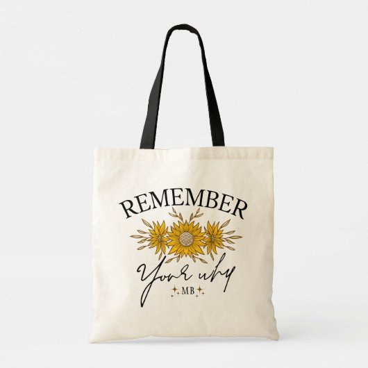 Onthoud waarom zonnebloem monogram Inspirerend Tote Bag (Achterkant)