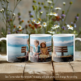 Onthouden wanneer mooie foto sjabloon tekst koffiemok