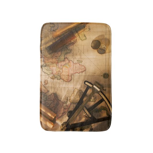 Onthoudend, kompas en telescoop op de Nautische ka Badmat (Voorkant Verticaal)