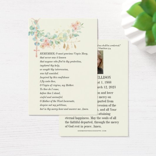 Onthoudingsgebed van de Maagd Maria rouwkaart Visitekaartje (Bureau)